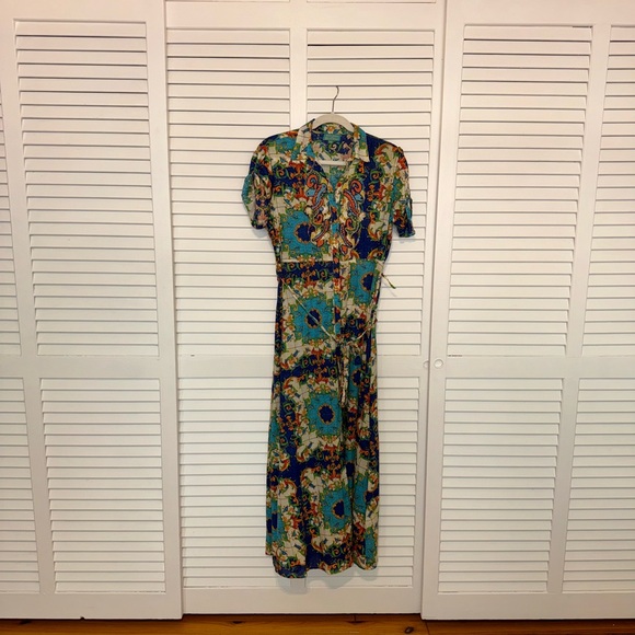 ANTICA SARTORIA by GIACOMO CINQUE MULTI-COLOR DRESS WITH BEADING SIZE S/M - Picture 2 of 9